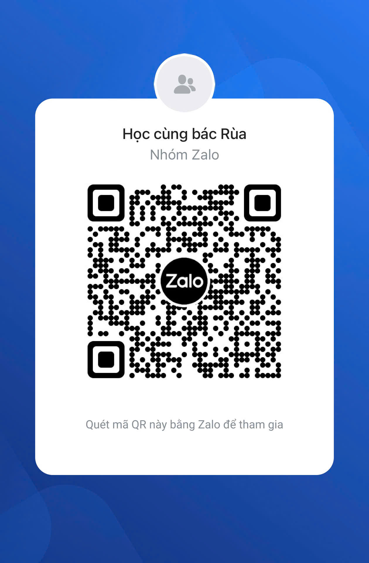 Mã QR nhóm Zalo Học cùng Bác Rùa